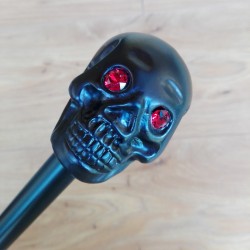 Walking stick - black skull with red eyes