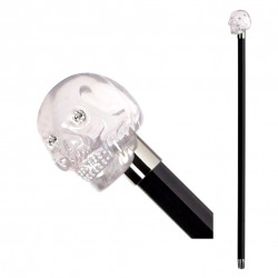 Walking stick - skull with crystal eyes and crystal teeth