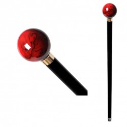 Walking stick - Red Sphere - Marble Effect - BB_061
