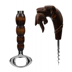 Cavatappi animato apribottiglie doppia funzione sughero e corona da casa e ristorante. (Levriero marrone)